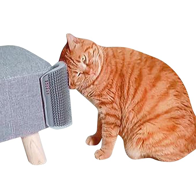Cat Self Groomer, Extended (6.1"), 2 Pack, Pink, Wall Corner Self Grooming Brush for Indoor Cats, Kitten, Long Short Fur, Massage Comb