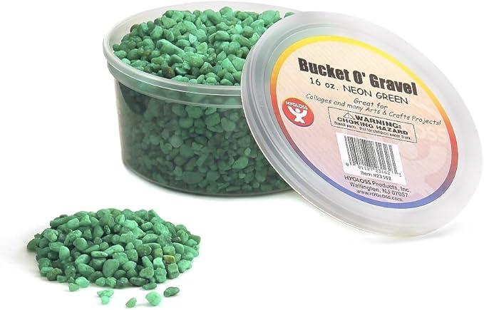 Hygloss Products Craft Rocks, Mini Stones for Art Projects - Bucket O' Gravel, Neon Green, 1 lb