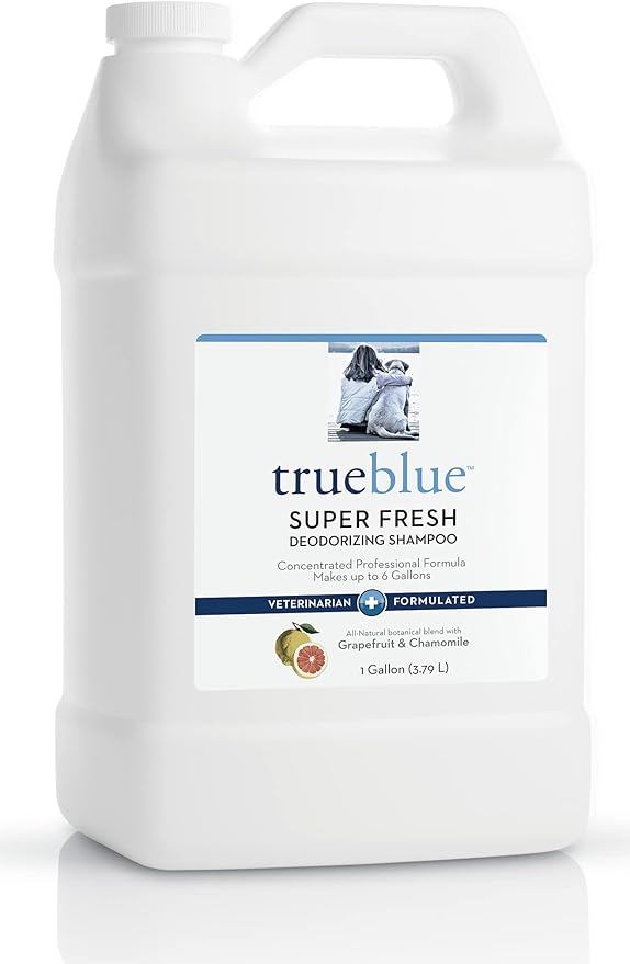TrueBlue Grapefruit & Chamomile Concentrated Deodorizing Dog Shampoo – Cleansing Wash, Moisturizing – Toxin Free, Natural Botanical Blend – Tearless – 1 Gallon