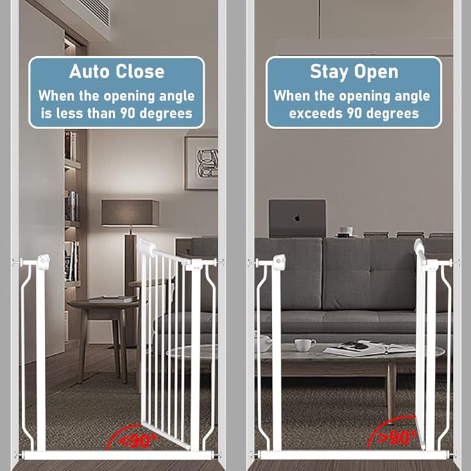 Extra Wide Baby Gate 4.72in Extensions Walk Through Baby Gate Pressure Mount Auto Close Child Safety Gates (White, Extension-4.72"/12cm)
