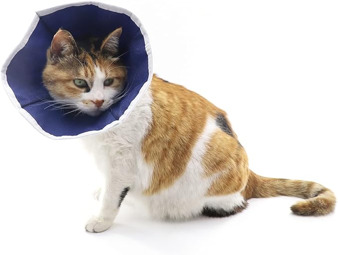 Soft Cat Recovery Collar Cat Cone E Collar Nonwoven Fabric Elizabethan Collar Loops-Protective Wound Healing Specially Designed for Cats and Puppies - Easy to Eat and Drink (S)
