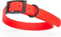 Dogline Biothane Waterproof Dog Collar Strong Coated Nylon Webbing with Black Hardware Odor- Proof for Easy Care Easy to Clean High Performance Fits Small Medium or Large Dogs, Cherry Red