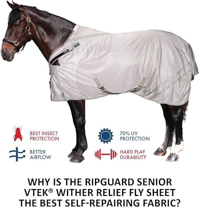 Dura-Tech RipGuard Adjusta-Fit Horse Fly Sheets | Self-Repairing Durability | Enhanced UV & Insect Protection | Ideal for All Horse Breeds