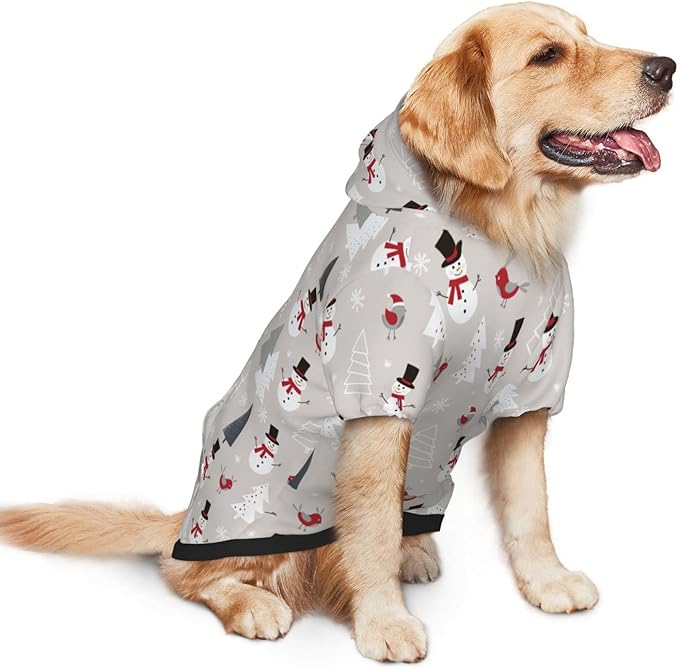 Christmas Gray Snowman Hoodie,Christmas Cosplay Dog Clothes with Pocket and Hat Winter Clothes Sweaters Medium