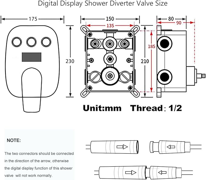 Chrome Shower System Set Temperature Display Push Button Shower Faucet with 12 inch and 8 inch Wall Mount Full Body Shower Head and Handheld Shower