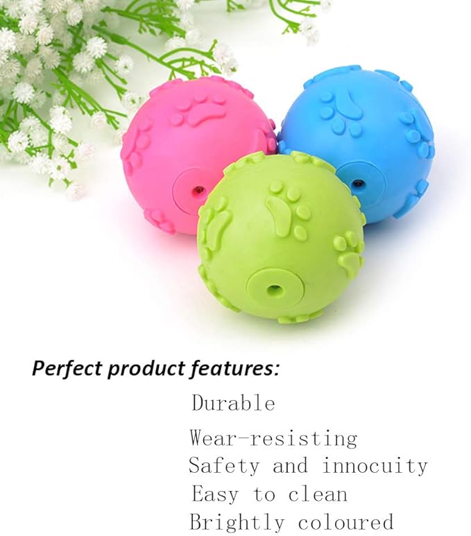 Dog Toys ，Dog Balls for Small Medium Large Dogs Squeaky Toy Balls 3 Pcs