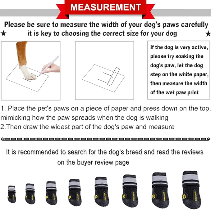 QUMY Dog Shoes for Large Dogs, Medium Dog Boots & Paw Protectors for Winter Snowy Day, Summer Hot Pavement, Waterproof in Rainy Weather, Outdoor Walking, Indoor Hardfloors Anti Slip Sole Black Size 8