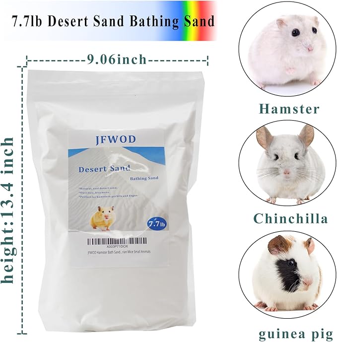 Hamster Bath Sand, 7.7lb Dust Free Desert Sand or Potty Litter Sand for Hamster Chinchillas Gerbil Syrian Mice Small Animals