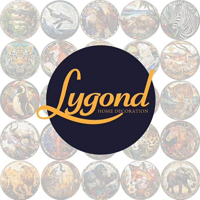 Lygond Metal Sign Tin Sign Circular Stained Glass Horse Boho Office Decor For Yard 8×8 Inches