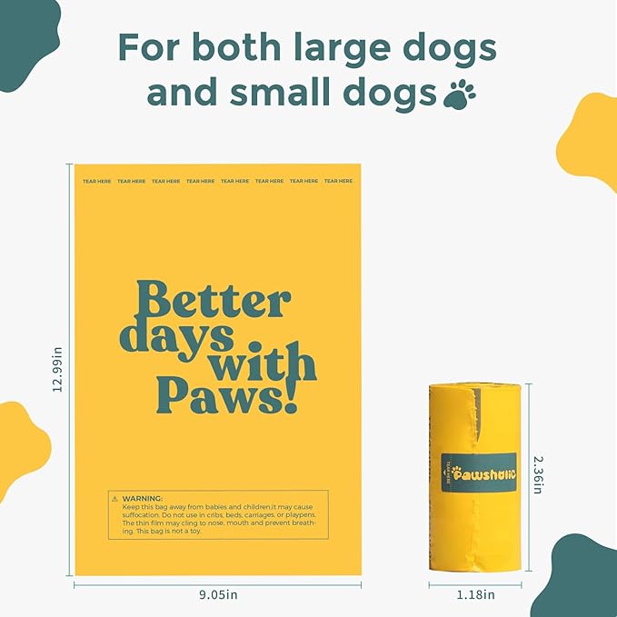 Dog Poop Bags Rolls Biodegradable 100% Leak Proof Thickened Dog Waste Bags - 600 Count 40 Rolls - Cornstarch Based Doggie Poop Bag for Small and Big Dogs(Unscented)