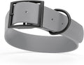 Dogline Biothane Waterproof Dog Collar Strong Coated Nylon Webbing with Black Hardware Odor- Proof for Easy Care Easy to Clean High Performance Fits Small Medium or Large Dogs, Battleship Gray