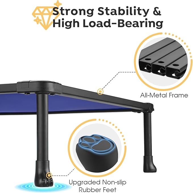 Veehoo Chew Proof Dog Bed, Non-Chewable Cot for Large Dogs, Anti-Scratch Durable Hammock Raised Place for Training Platform, Outdoor Cooling Off Ground, CWC2420ACP