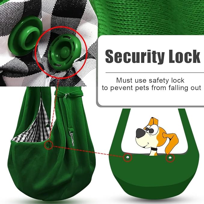 Tomkas Small Dog Sling Carrier - Classic Pocket & Classic Strap - for 3-10 lbs Pets(Emerald Green)