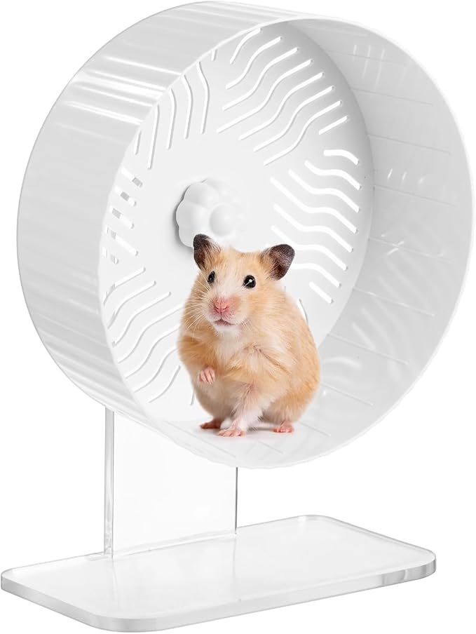 Silent Hamster Wheel, Hamster Exercise Wheel with Adjustable Acrylic Stand, Hamster Exercise Wheel for Gerbil, Syrian & Dwarf, Chinchilla and More Small Animal Hamster Running Wheels (8.2 in)