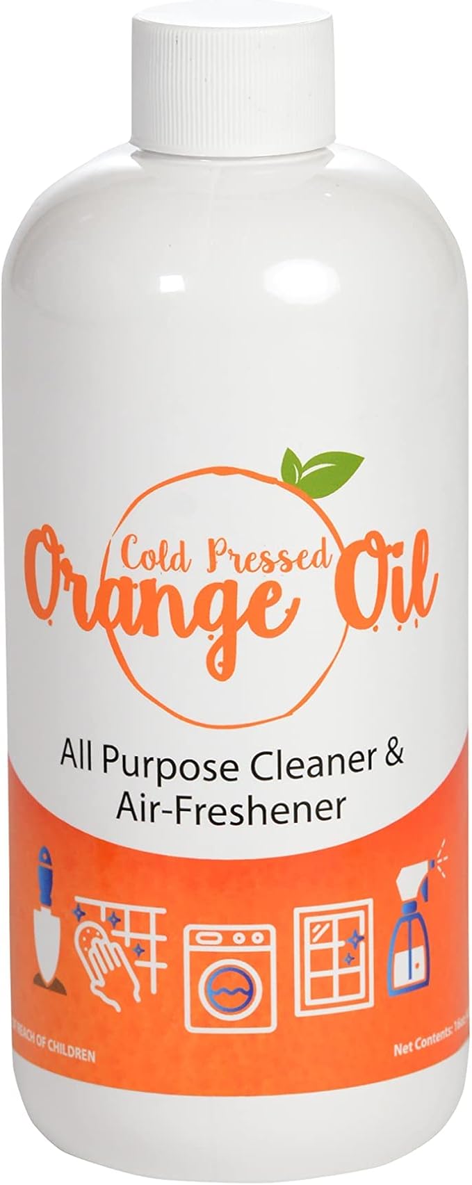 Premium Cold Pressed Orange Oil Concentrate- 16 oz (with D-Limonene), Concentrated Cold Pressed Orange Oil Cleaner - All-Purpose Citrus Cleaner and Degreaser Blend