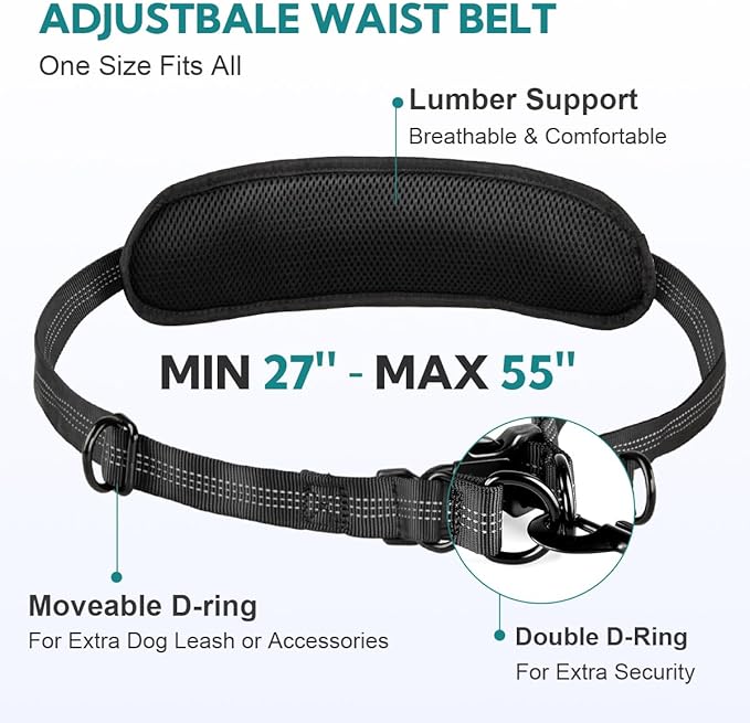 Hands Free Dog Leash with Pouch, Double Leash for Two Dogs, Retractable Dog Leashes with Double Padded Handles, for Running, Walking Accessories