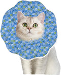 Soft Recovery Cone for Cats, Adjustable Post-Surgery Protective Collar, Comfortable Elizabethan Collar for Cats, Kittens, and Puppies to Prevent Wound Licking, E-Collar (美/首巻/青/M)