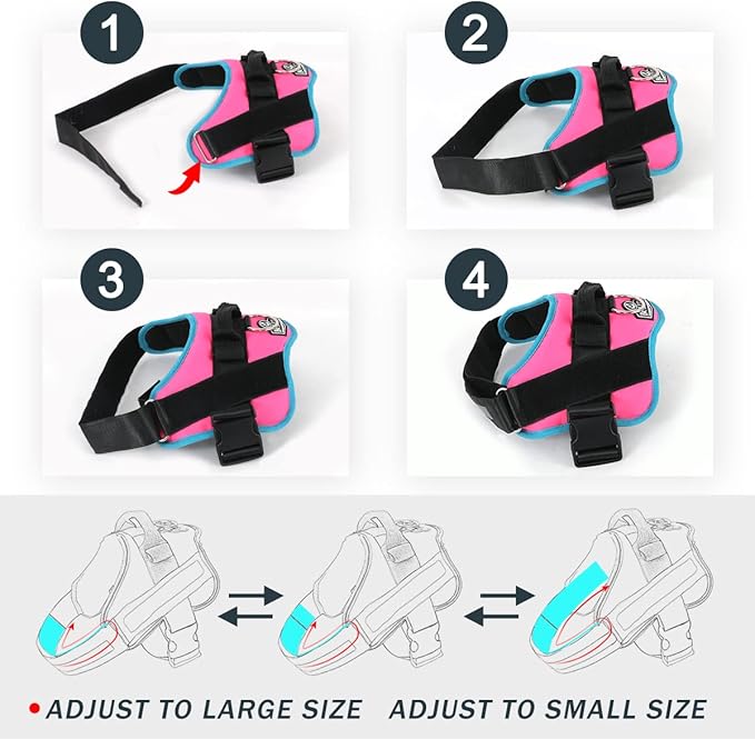 Bolux Dog Harness, No-Pull Reflective Dog Vest, Breathable Adjustable Pet Harness with Handle for Outdoor Walking - No More Pulling, Tugging or Choking Large (Pack of 1) RoseTurquoise