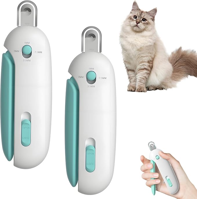 Celery Pets Nail Clippers, Adjustable Claw Clippers for Cats, Round-Hole Trimmer with Dust Storage, Safe Pet Claw Clipper Grooming Tool, Adjustable Nail Cutter for Small Large Cat/Dog (2*Blue)