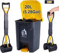 Pooper Scooper 2 Pack with 20 Litre Step Dog Poop Trash Can, 28" Long Handle Dog Poop Scoopers for Large Small Dogs Heavy Duty, Removable Inner Bucket for Outdoors, 50 Waste Bags Included