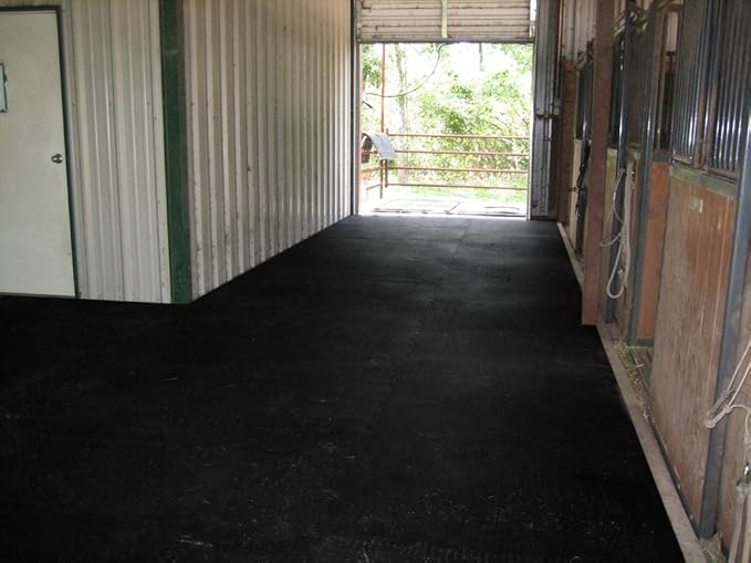 American Floor Mats - Horse/Stable Mats - Heavy Duty Stall Mats - Thick, Durable Rubber Flooring Solid Black 3/8" Thick - 4' x 50' Roll