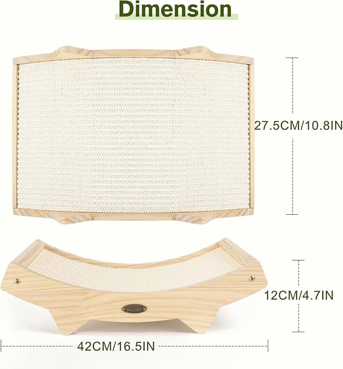 Cat Scratchers for Indoor Cats, Double-Sided Cat Scratcher with Natural Sisal, Scratch Pad for Scratcher Lounge, Durable Solid Wooden Structure