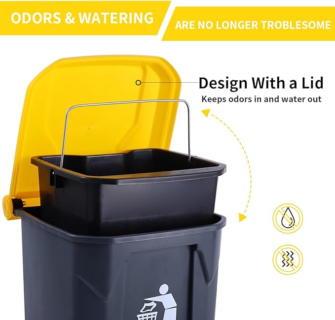 Pooper Scooper 2 Pack with 20 Litre Step Dog Poop Trash Can, 28" Long Handle Dog Poop Scoopers for Large Small Dogs Heavy Duty, Removable Inner Bucket for Outdoors, 50 Waste Bags Included