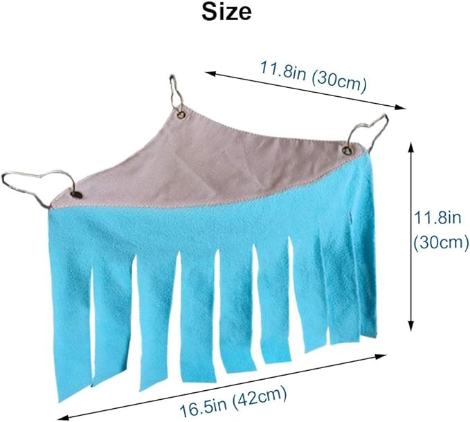 RIOUSSI Guinea Pig Hideout Hideaway Corner Fleece Toys Cage Accessories with Reversible Sides, Blue Leaves