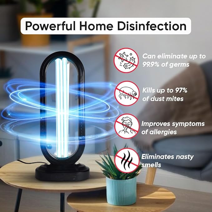 Swissklip HaloUV, Mold Remover, Home Disinfection Device, Dust Mites Remover, UV Light Sanitizer, Ultraviolet Sanitizer for Home, Room & Kitchen, Ultraviolet Light with 4 Speed Timings