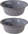 6.3inch Ceramic Set of 2 Dog Bowls, Food and Water Bowls for Small and Medium Dog, 2pcs Basic Dog Bowl, Wide Opening Rounded Edge (2 Bowls, Reactived Glaze -Grey)