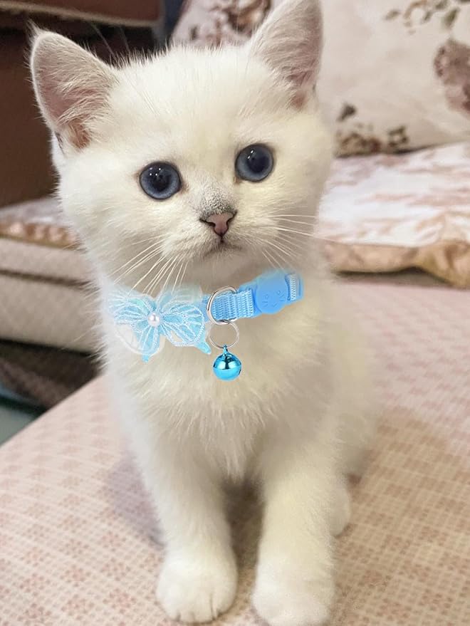 16 PCS Cute Cat Collars Breakaway with Bell for Boy Cats and Girl Cats Gifts (#2-Multicolor Lace)