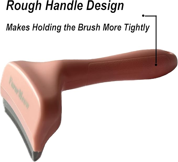 Pet Deshedding Tool with Curve Blade, Cat Grooming Brush, Tight V-shaped Teeth Shedding Comb for Cats and Dogs (Pink, Small)