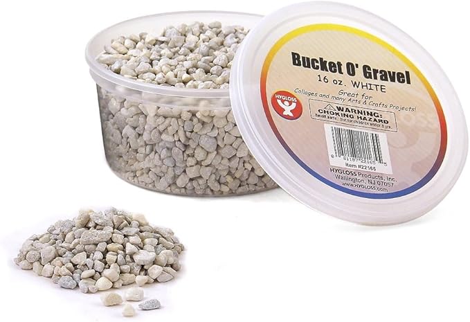 Hygloss Products Craft Rocks, Mini Stones for Art Projects - Bucket O' Gravel, White, 1 lb