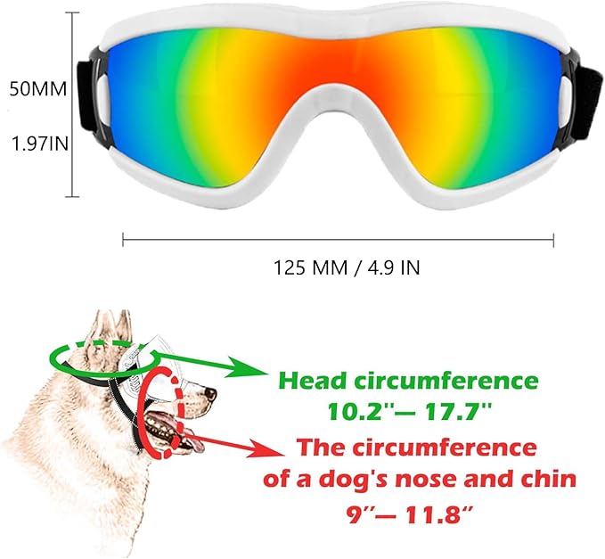 Medium Dog Sunglasses with Adjustable Strap UV Protection, Winproof Puppy Sunglasses, Suitable for Dogs Eyes Protection，Soft Dog Goggles