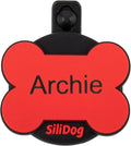 SiliDog AirTag Holder Silent Dog ID Tag – Personalized Engraved Silicone Pet Tag – Durable, Glow-in-The-Dark – Red Bone