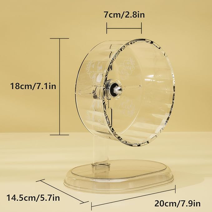 Silent Hamster Wheel – 7 Inch Syrian Hamster Running Wheel, Anti-Skid & Height Adjustable, Easy to Clean (7.1inch)