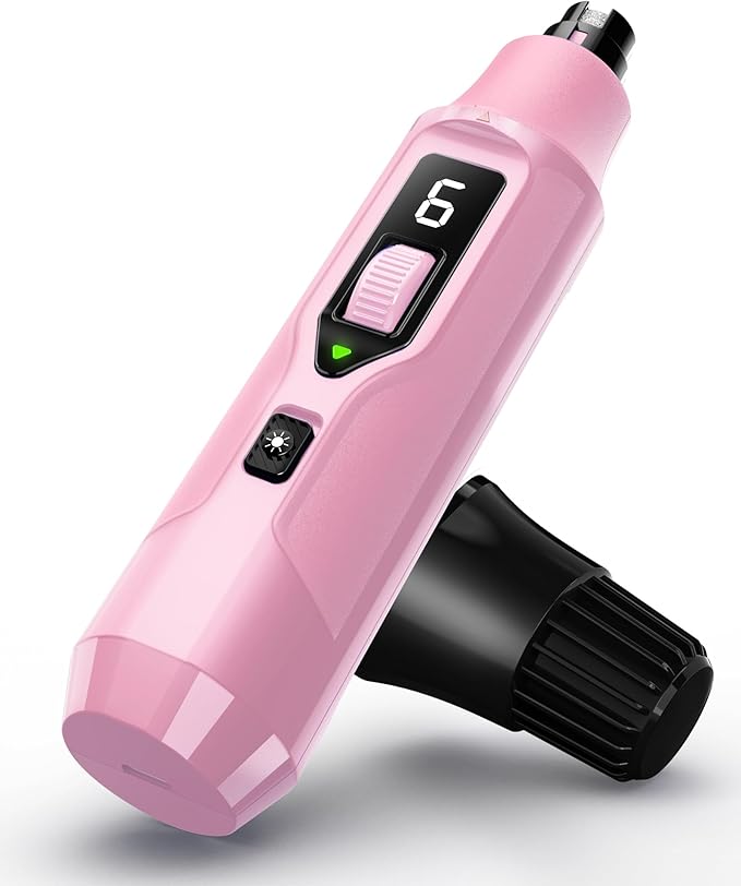 YABIFE 7-Speed Pet Nail Grinder with Light – Heavy Duty, Whisper Quiet Nail Trimmer for Dogs, Cats, Birds & Small Animals – Single-Handed Operation