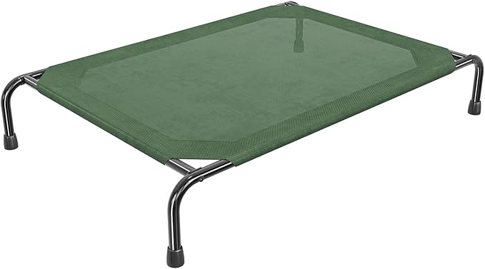 Simple Trending Raised Dog Bed for Large Dogs, Waterproof XL Dog Cot, Outdoor Cooling Elevated Pet Bed Load 200lb, 47.75" x 30.5", Green