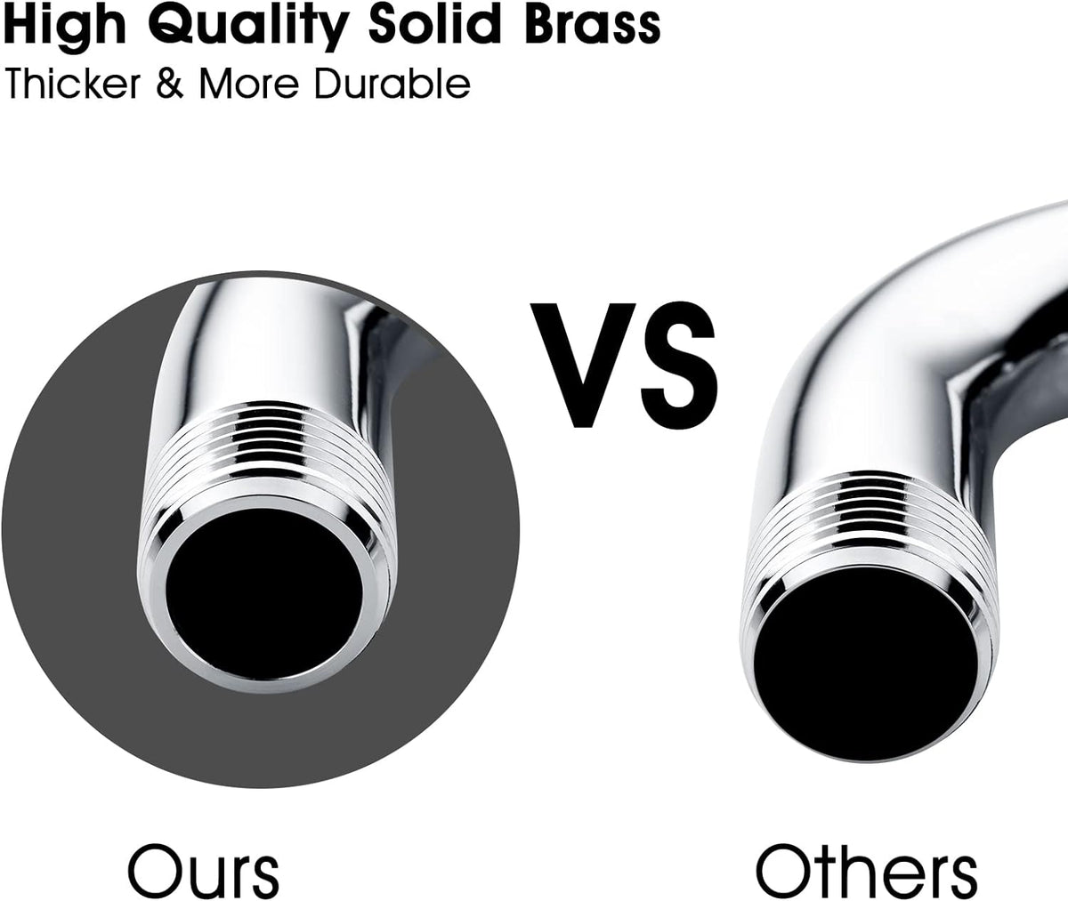 10 Inch Solid Brass Shower Head Extension Arm, Wall Mounted Shower Pipe Arm