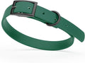 Dogline Biothane Waterproof Dog Collar Strong Coated Nylon Webbing with Black Hardware Odor- Proof for Easy Care Easy to Clean High Performance Fits Small Medium or Large Dogs, Hunter Green