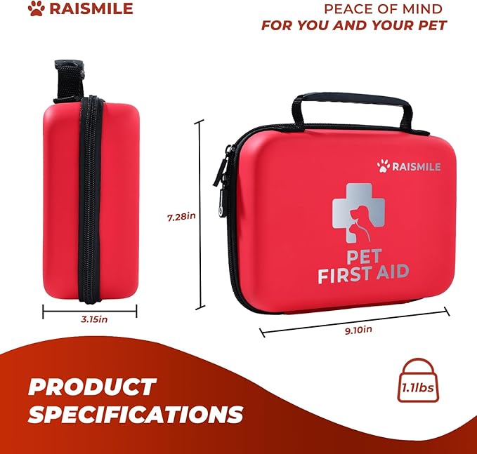 Dog First Aid Kit, Pet First Aid Supplies for Treat Dogs & Cats in an Emergency, Ideal for Use at Home, Outdoors, Traveling