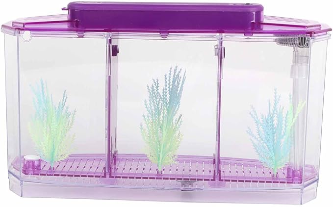 LIZEALUCKY Betta Fish Tank, Adjustable LED Light Acrylic Aquarium with Water Change Valve, Small Fish Tank Starter Kit for Office Home Room Decor (Purple)