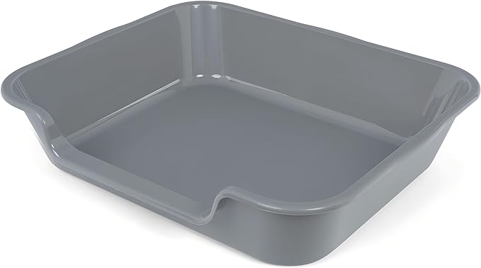 1 Pack of Extra Large Cat Litter Box (ABS Material), Low Entry Senior Litter Pen for Geriatric Kitty Big Cats, Jumbo Pet Safe Litter Boxes Tray for Indoor Pets Potty (Gray, 24" L x 20" W)