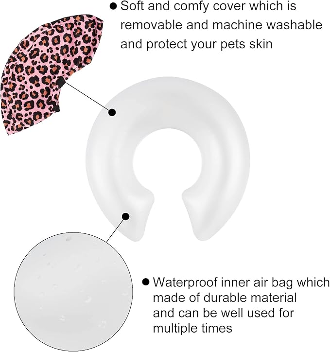 CuteBone Inflatable Soft Dog Cone with Removable Fleece Covers for Small/Medium/Large Dogs and Cats After Surgery GWB10S