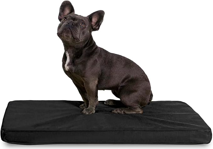 K9 Ballistics Tough Ripstop Orthopedic Dog Crate Bed - Durable Pad with Washable Cover, for Wire Crates, Tie-Downs Included, Size: Small 29"x18", Obsidian Black