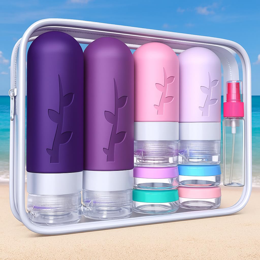 18pack Travel Bottles for Toiletries,TSA Approved Silicone Travel Containers for Toiletries,Leak Proof Refillable Liqus Shampoo And Conditioner travel Essentials toiletry Bottles