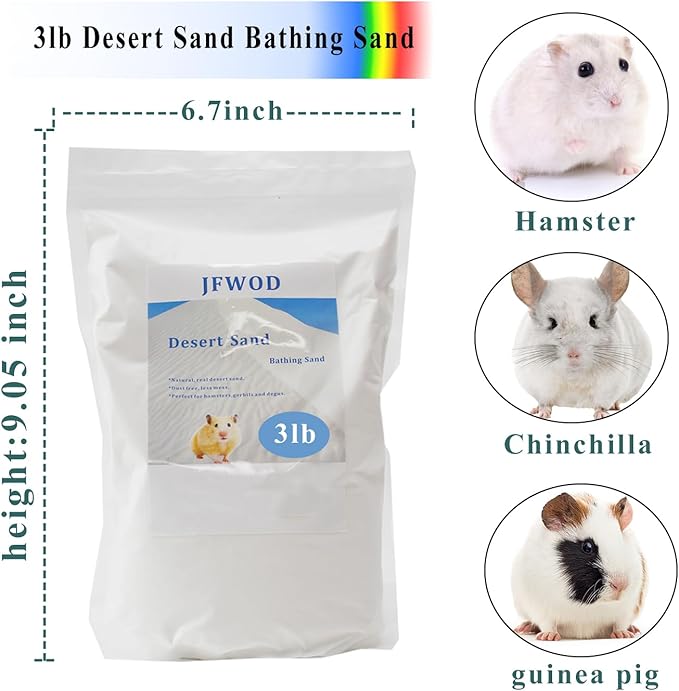 Hamster Bath Sand, 3lb Dust Free Desert Sand or Potty Litter Sand for Hamster Chinchillas Gerbil Syrian Mice Small Animals