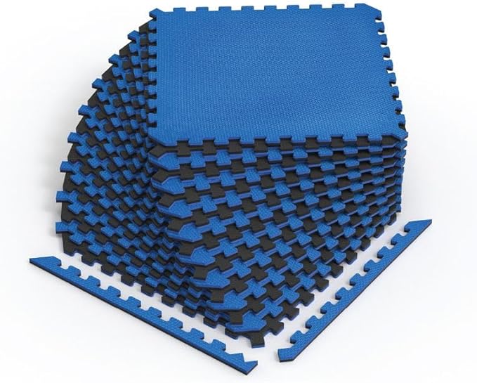 Norsk Dual-Sided Reversible 1/2" Foam Exercise Mats for Home Gym - Interlocking EVA Foam Tiles