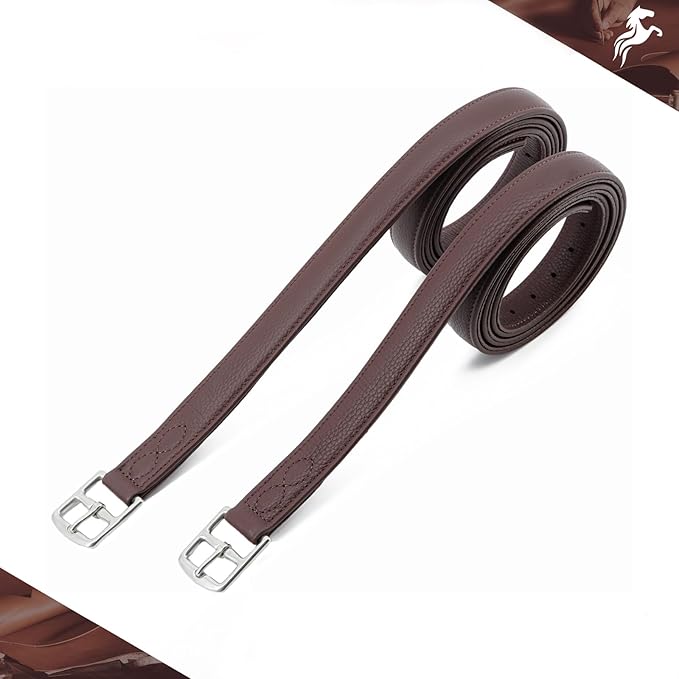 Jeereal Stability English Stirrup Leathers with Strong Nylon Core for Equestrian Riding