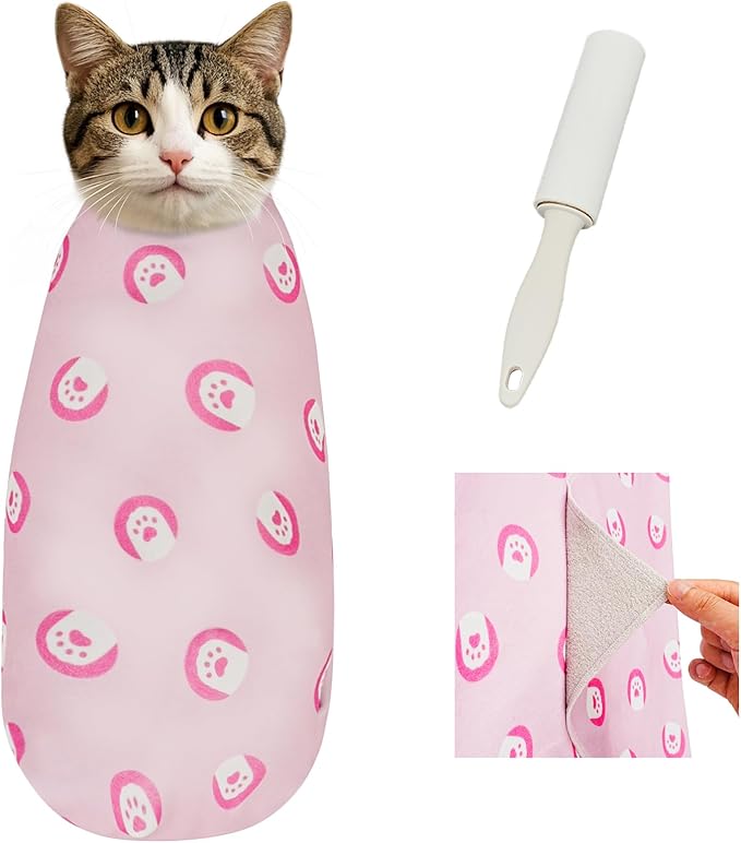 Supet Cat Wrap for Cutting Nails, Self-Adhesive Cat Grooming Wrap, Anti-Scratch Cat Wrap for Grooming, Ideal for Medicine, Nail Clipping, Teeth Brushing, Ear Cleaning